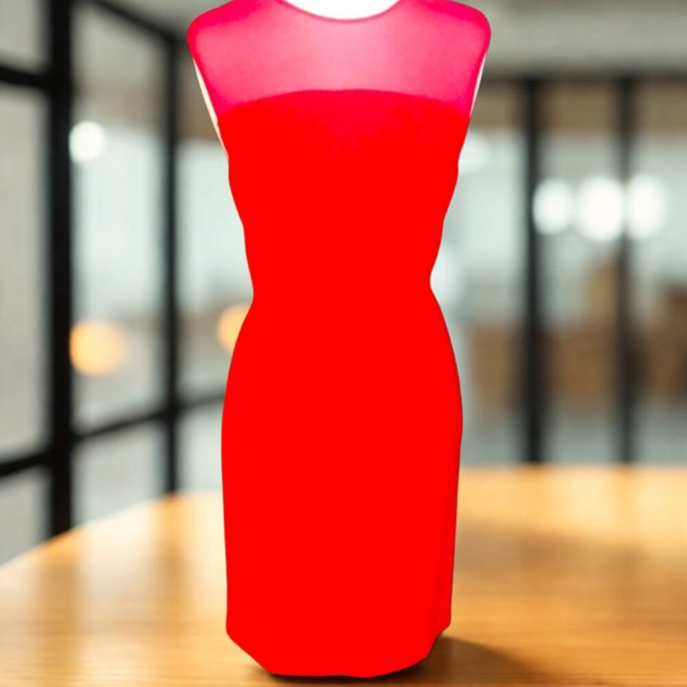 Stunning Red Dress with Mesh Top